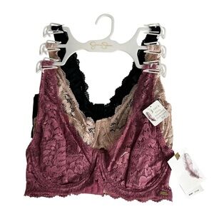 Jessica Simpson Women’s Flirty Unpadded Bras Sz 34C Lot/3 Underwire Multi Colors